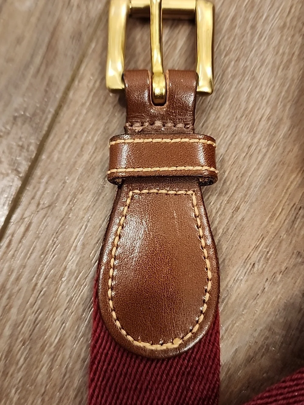 Vintage Dooney Bourke Woven  Leather Belt Burgundy Maroon Brass Buckle size 40